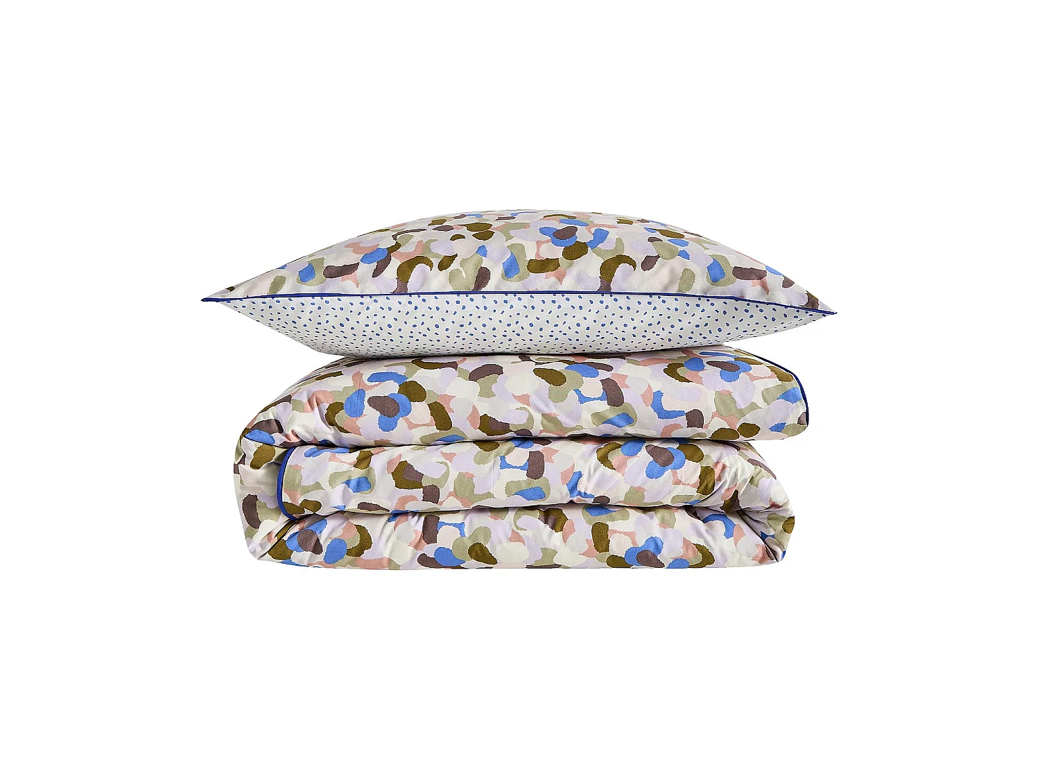 Habitat - Parure de lit en percale de coton bio - 140 x 200 cm - Motifs multicolores - Design by Floriane Jacques - Aubin