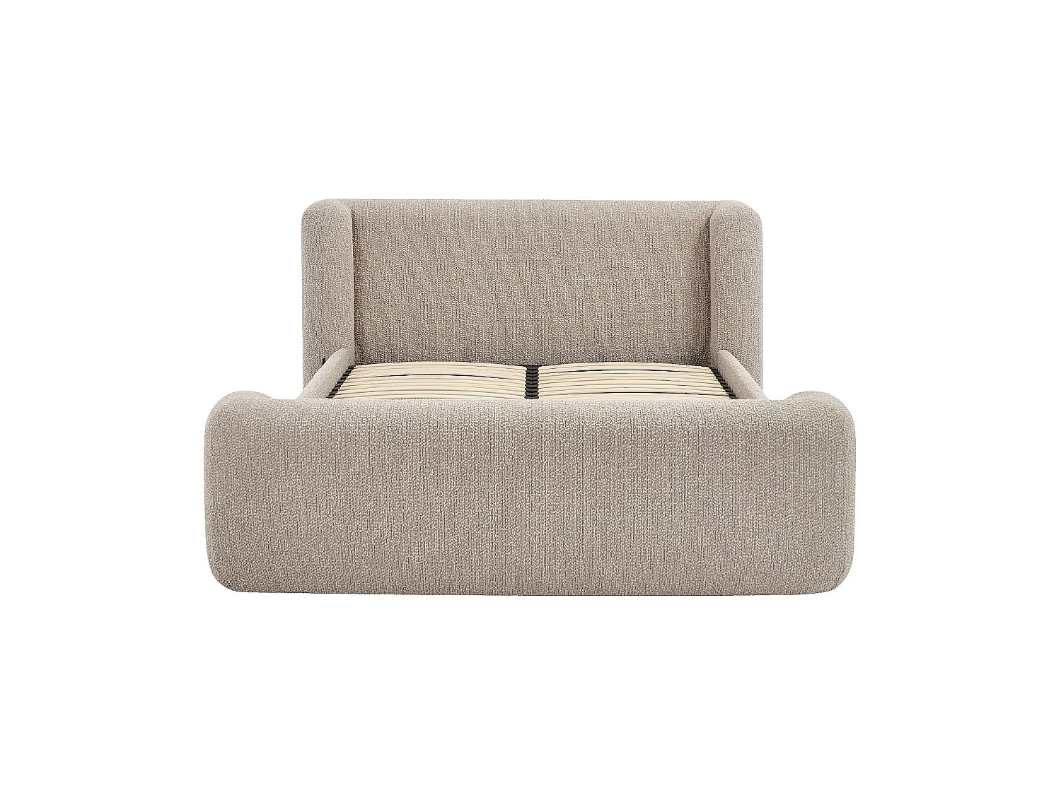 Habitat - Ensemble lit 160 x 200 cm en tissu bouclette et matelas Hybride Excellence - Grège - Olbia