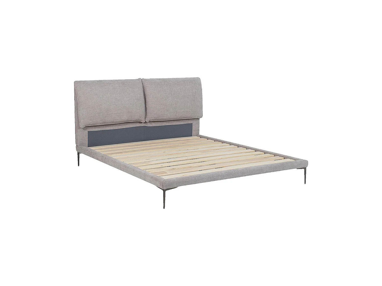 Habitat - Ensemble lit 160 x 200 cm en tissu et matelas Hybride Excellence - Gris perle - Softy