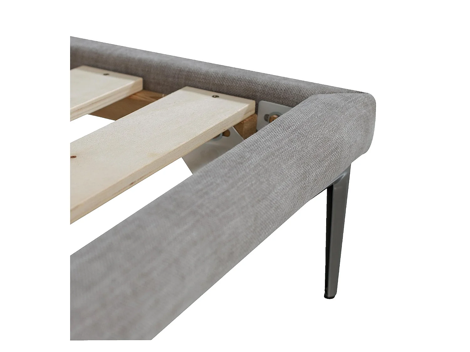 Habitat - Ensemble lit 160 x 200 cm en tissu et matelas Hybride Excellence - Gris perle - Softy