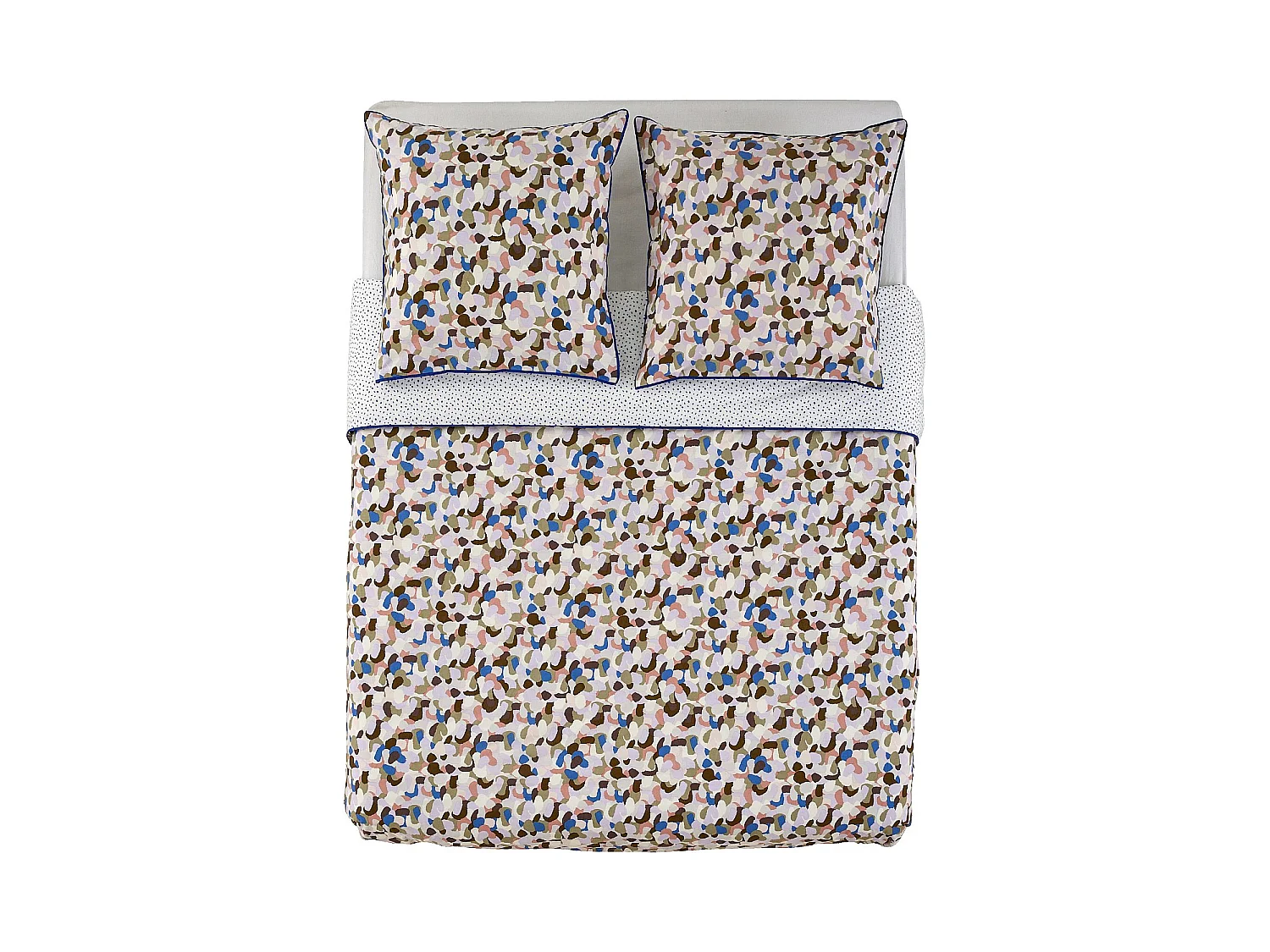 Habitat - Parure de lit en percale de coton bio - 260 x 240 cm - Motifs multicolores - Design by Floriane Jacques - Aubin