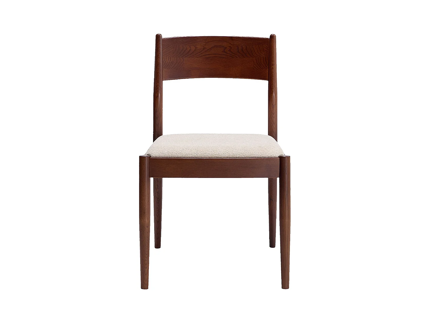 Habitat - Lot de 2 chaises en tissu texturé et noyer massif - Crème - Valoma