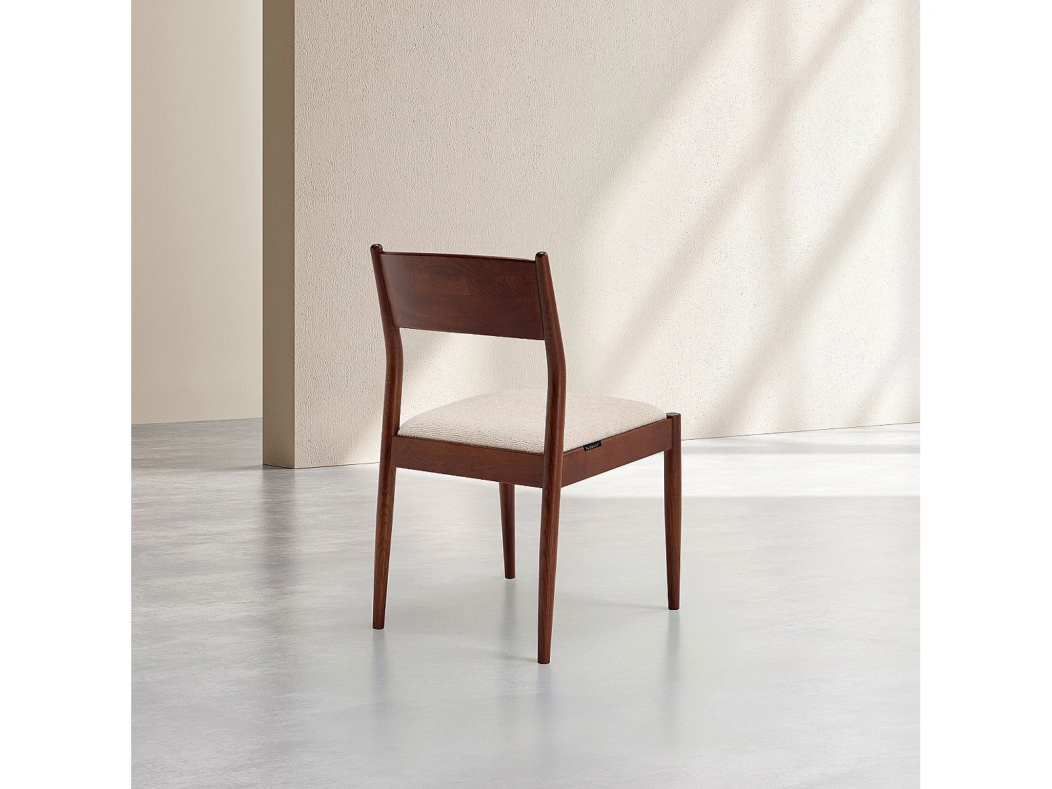 Habitat - Lot de 2 chaises en tissu texturé et noyer massif - Crème - Valoma