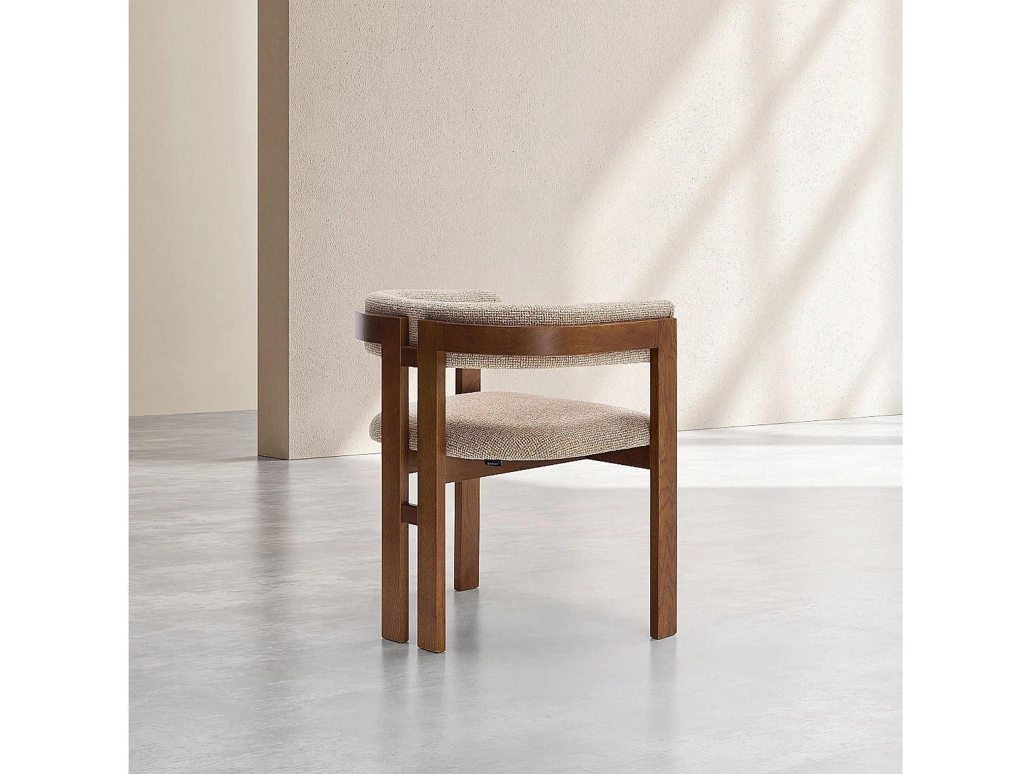 Habitat - Lot de 2 chaises en tissu texturé et noyer massif avec accoudoirs - Beige sable mélangé - Dalya