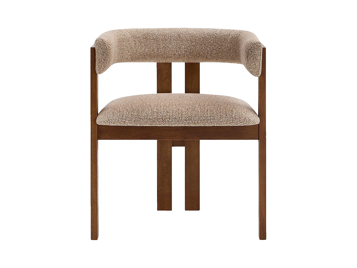 Habitat - Chaise en tissu texturé et noyer massif avec accoudoirs - Beige sable mélangé - Dalya