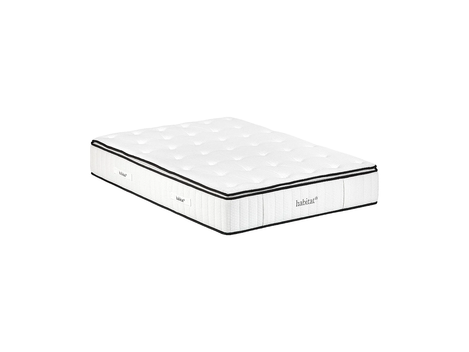 Habitat - Ensemble lit 160 x 200 cm en tissu 3D et matelas Hybride Excellence - Bleu marine - Izmir