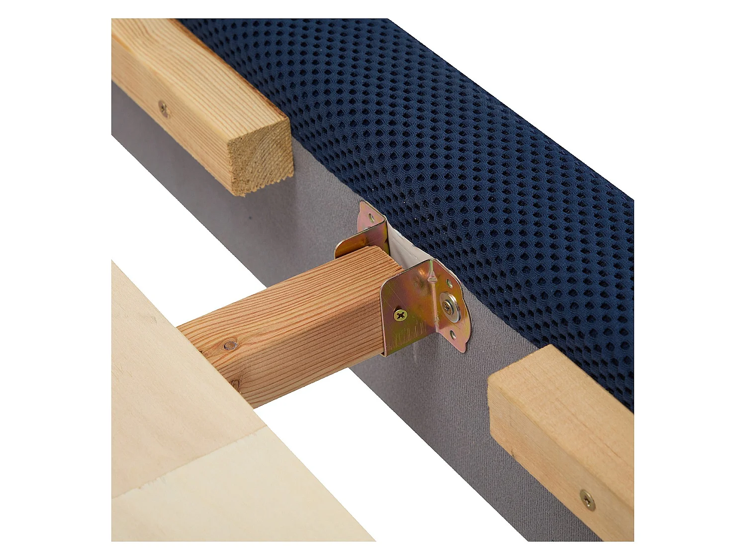 Habitat - Ensemble lit 160 x 200 cm en tissu 3D et matelas Hybride Excellence - Bleu marine - Izmir