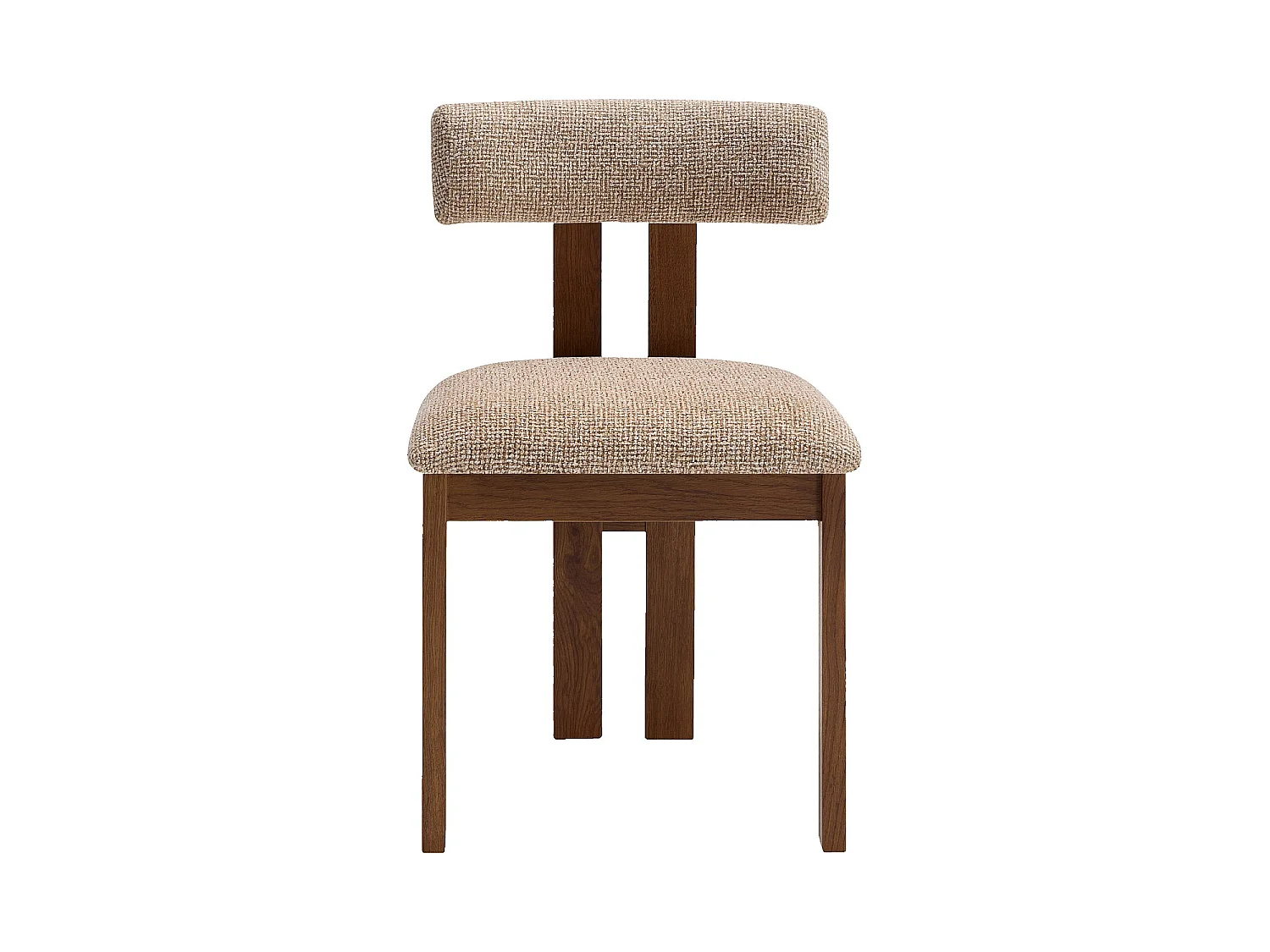 Habitat - Lot de 2 chaises en tissu texturé et noyer massif - Beige sable mélangé - Dalya