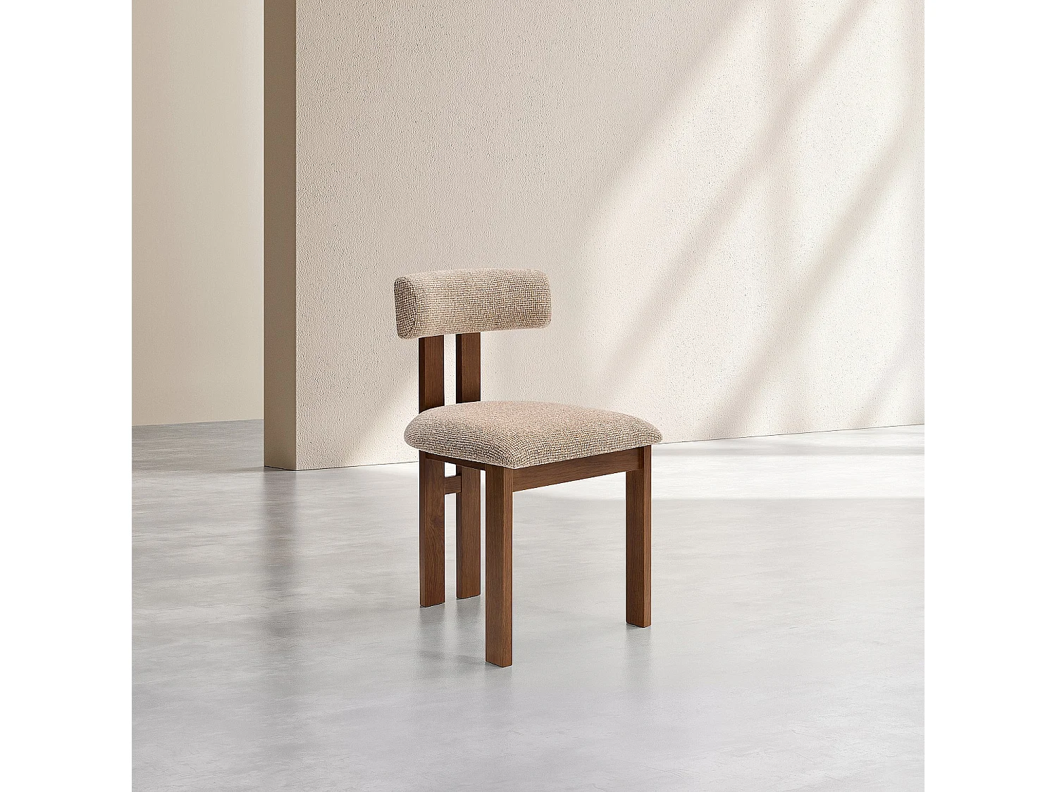Habitat - Lot de 2 chaises en tissu texturé et noyer massif - Beige sable mélangé - Dalya