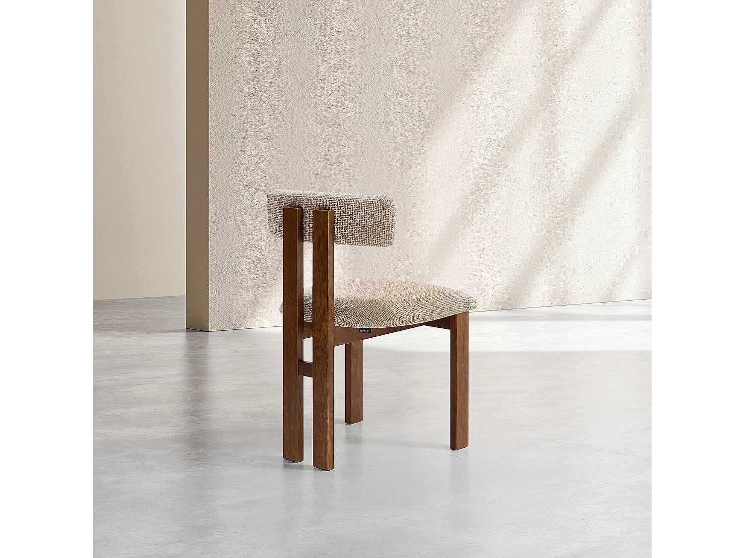 Habitat - Lot de 2 chaises en tissu texturé et noyer massif - Beige sable mélangé - Dalya