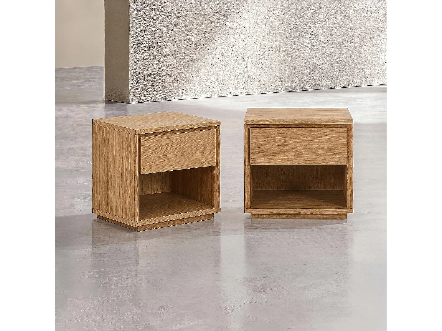 Habitat - Lot de 2 tables de chevet 1 tiroir en chêne - Naturel - Hazo
