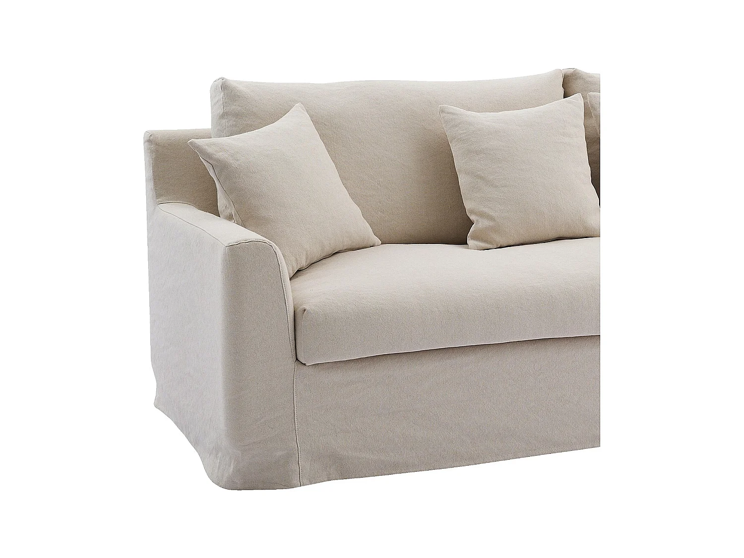 Habitat - Ensemble canapé 3 places et fauteuil déhoussables en coton et lin garnis de plumes - Sable blanc - Ostuni