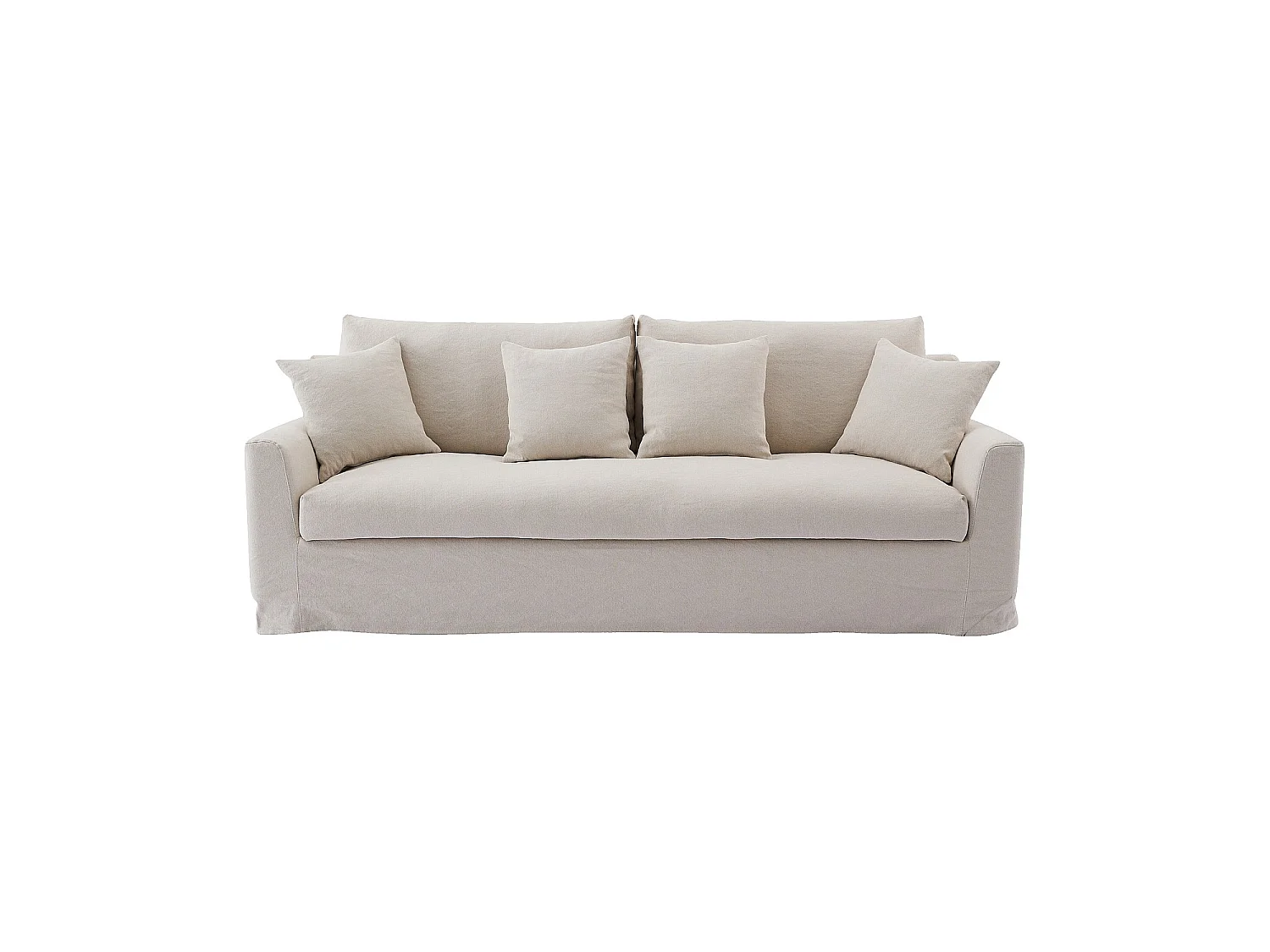 Habitat - Ensemble canapé 3 places et fauteuil déhoussables en coton et lin garnis de plumes - Sable blanc - Ostuni
