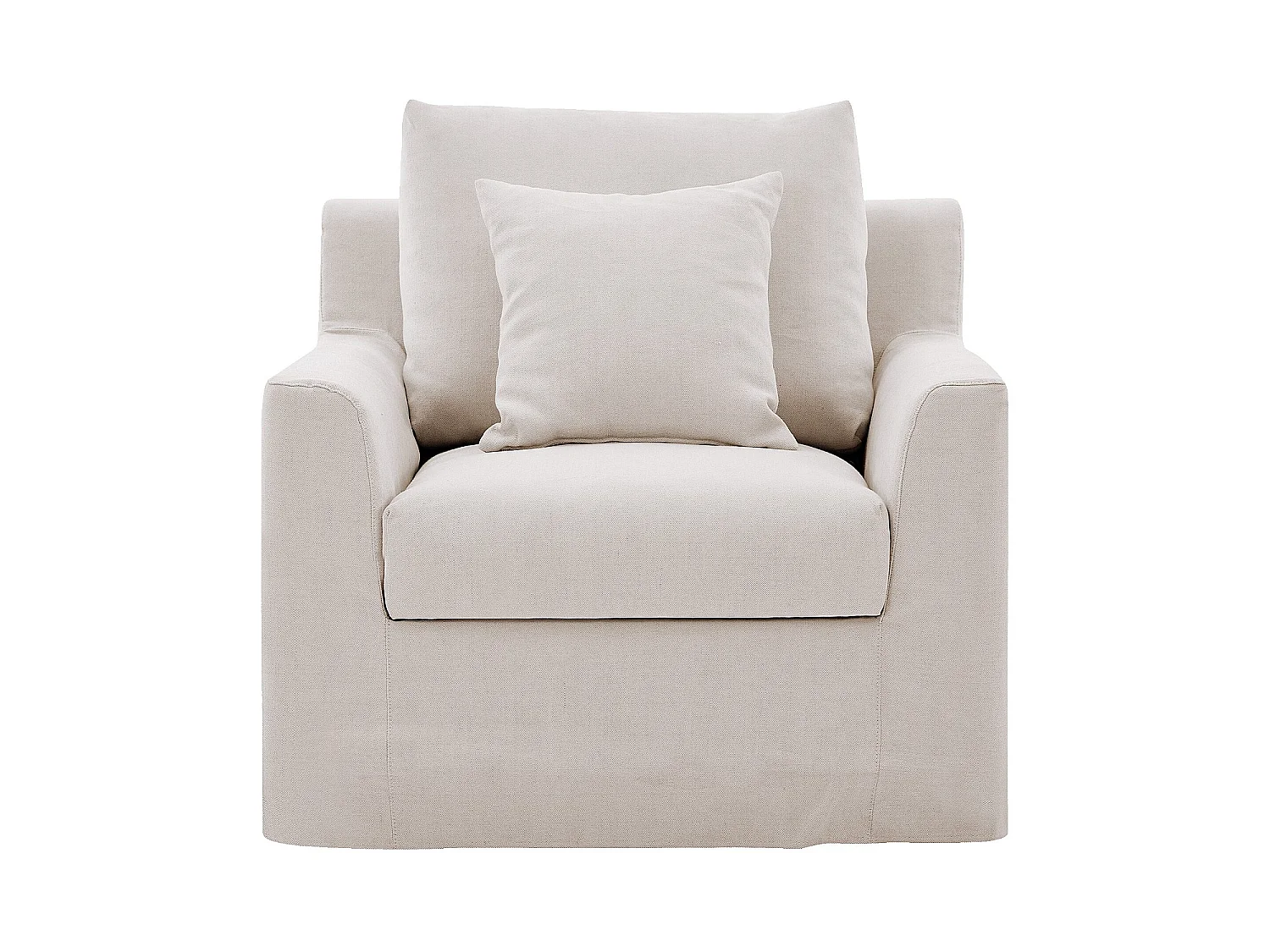 Habitat - Ensemble canapé 3 places et fauteuil déhoussables en coton et lin garnis de plumes - Sable blanc - Ostuni