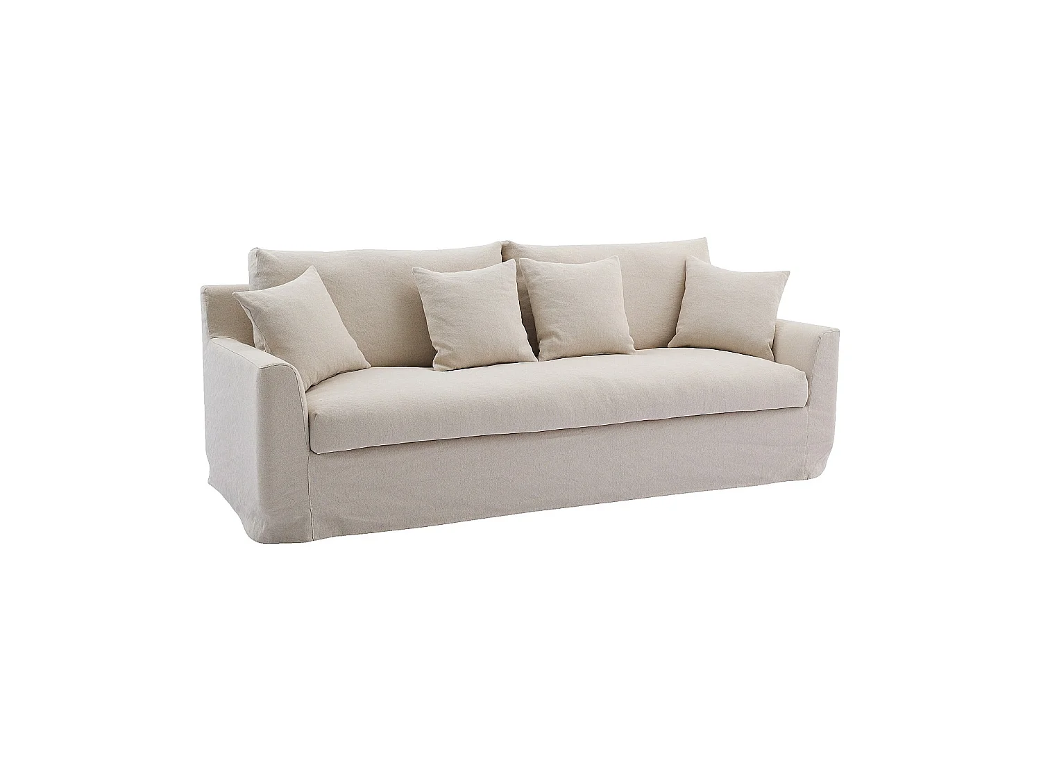 Habitat - Ensemble canapé 3 places et fauteuil déhoussables en coton et lin garnis de plumes - Sable blanc - Ostuni