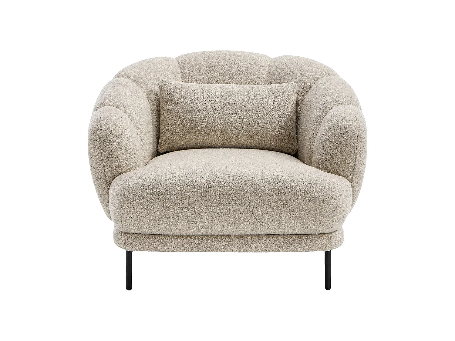 Habitat - Fauteuil en tissu bouclette et métal noir - Crème - Design by Federica Francini - Paraty