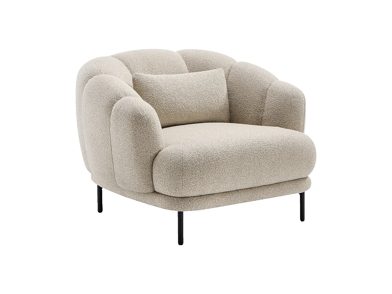 Habitat - Fauteuil en tissu bouclette et métal noir - Crème - Design by Federica Francini - Paraty