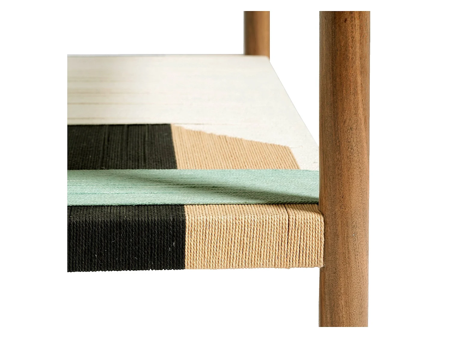 Habitat - Table basse carrée en bois massif, verre trempé et fils de coton tissés - Naturel - Calen