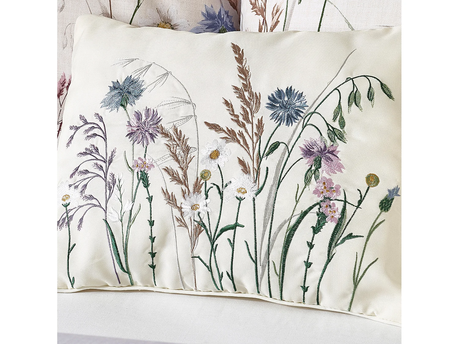 Catherine Lansfield Grasmere Floral Embroidered 30x40cm Cushion Lilac