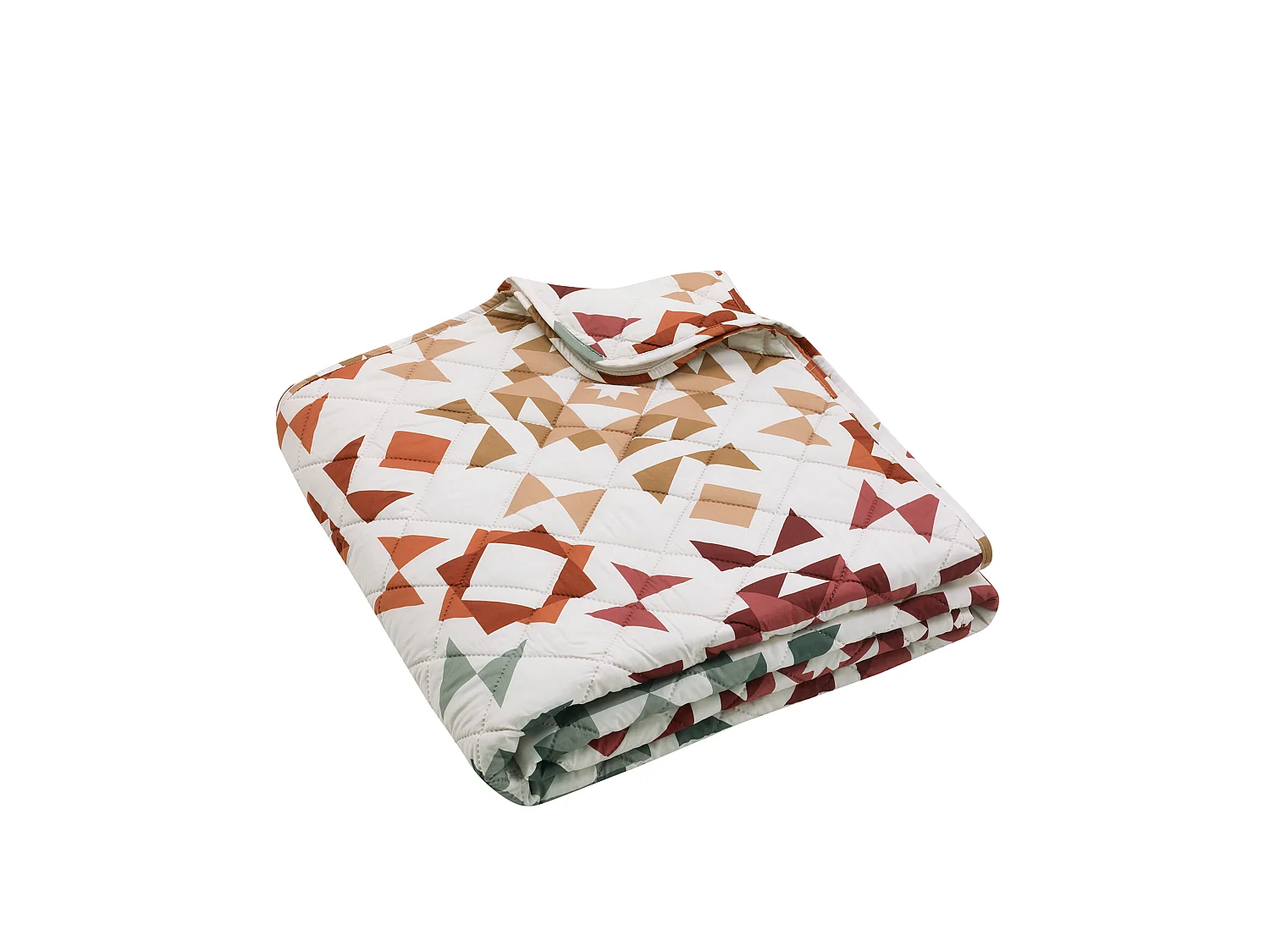 Catherine Lansfield Autumn Patchwork Geo Quilted 220x230cm Bedspread Natural