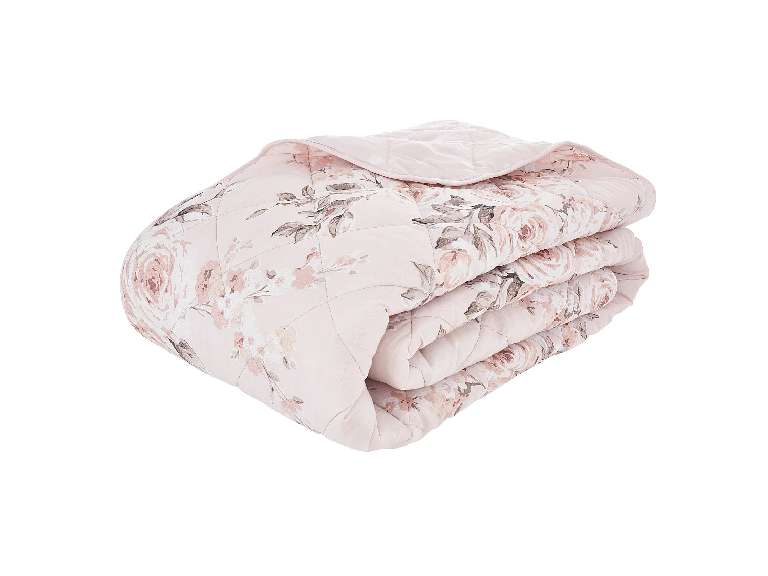 Catherine Lansfield Canterbury Floral Reversible Quilted 220x230cm Bedspread Blush Pink