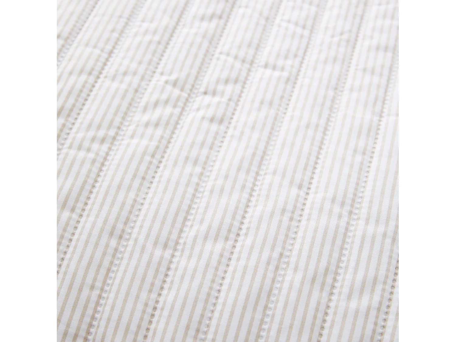 Catherine Lansfield Stripe Quilted Reversible 220x230cm Bedspread Natural