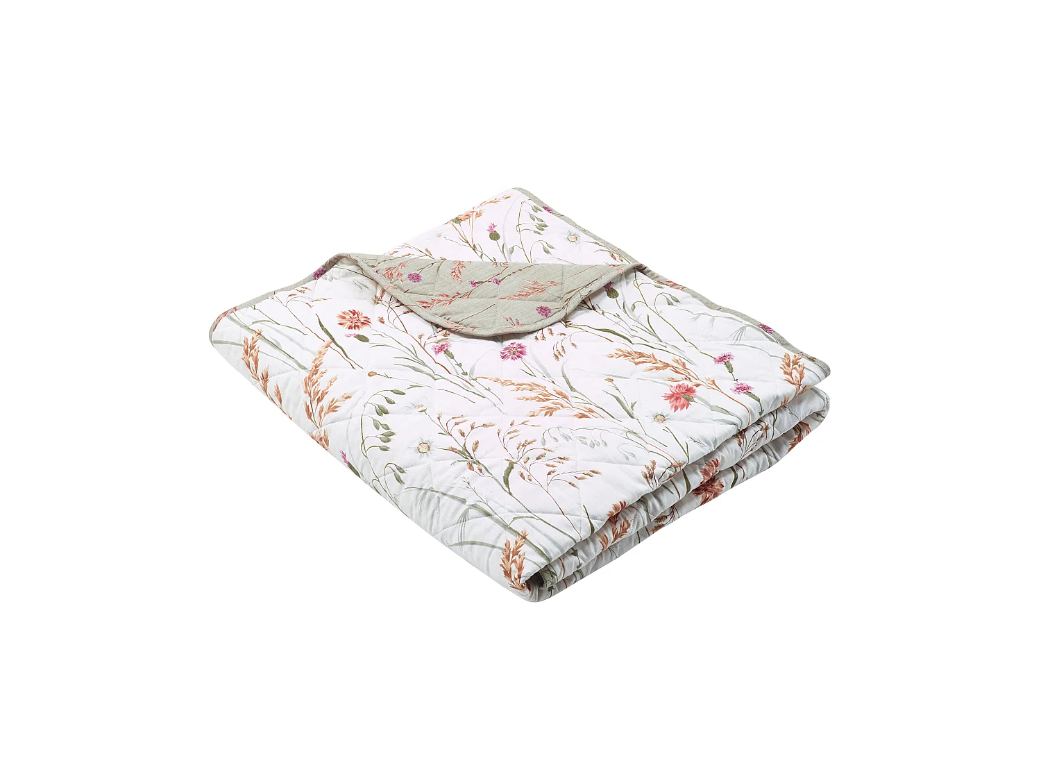 Catherine Lansfield Brushed Cotton Grasmere Floral Reversible 200x220cm Quilted Bedspread Green