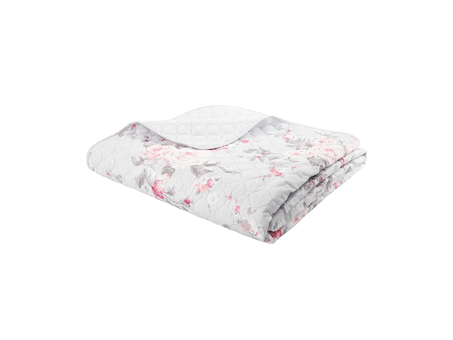 Catherine Lansfield Canterbury Floral Reversible Quilted 240x260cm Bedspread Grey