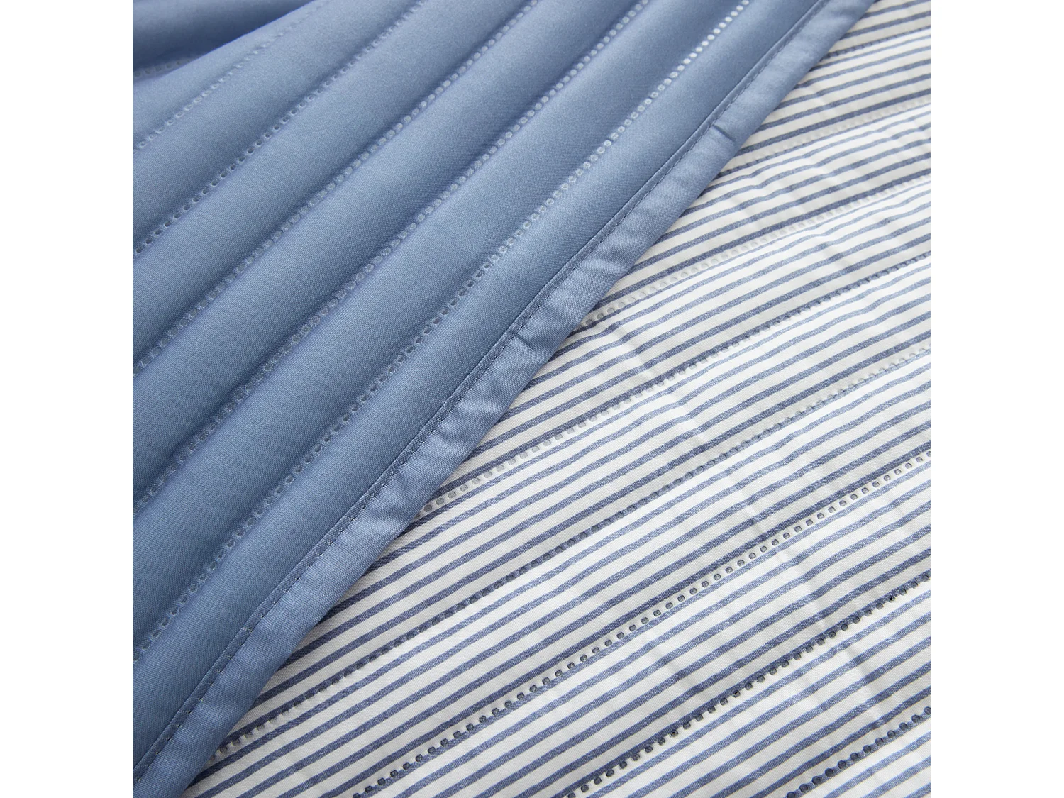Catherine Lansfield Stripe Quilted Reversible 220x230cm Bedspread Blue