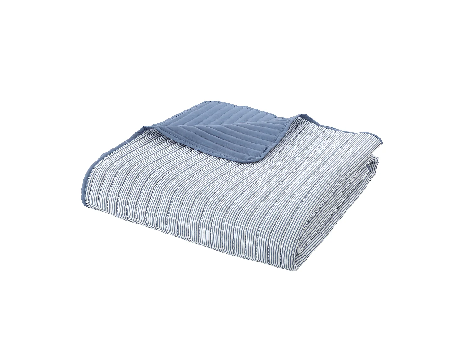 Catherine Lansfield Stripe Quilted Reversible 220x230cm Bedspread Blue