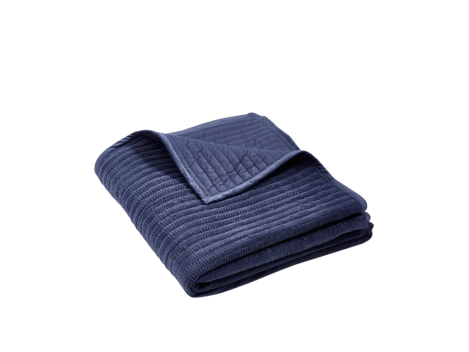 Catherine Lansfield Velvet Pinsonic Quilted 220x220cm Bedspread Navy Blue