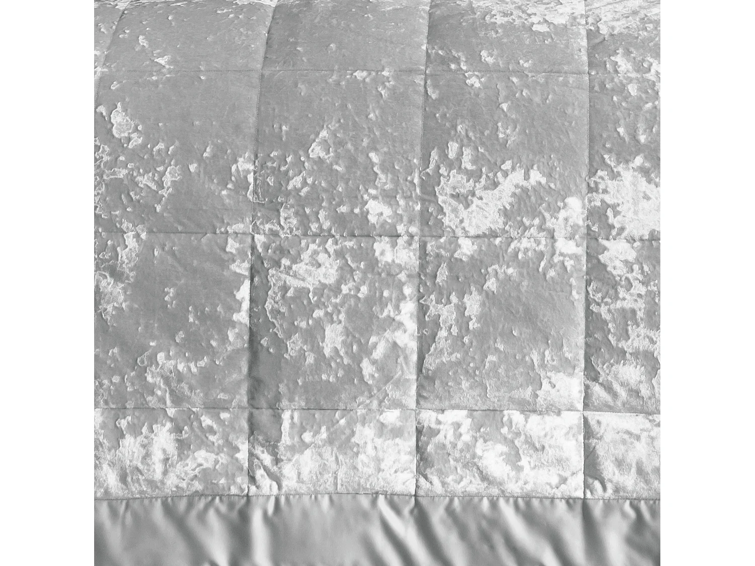 Catherine Lansfield Crushed Velvet Quilted 220x220cm Bedspread Silver Grey