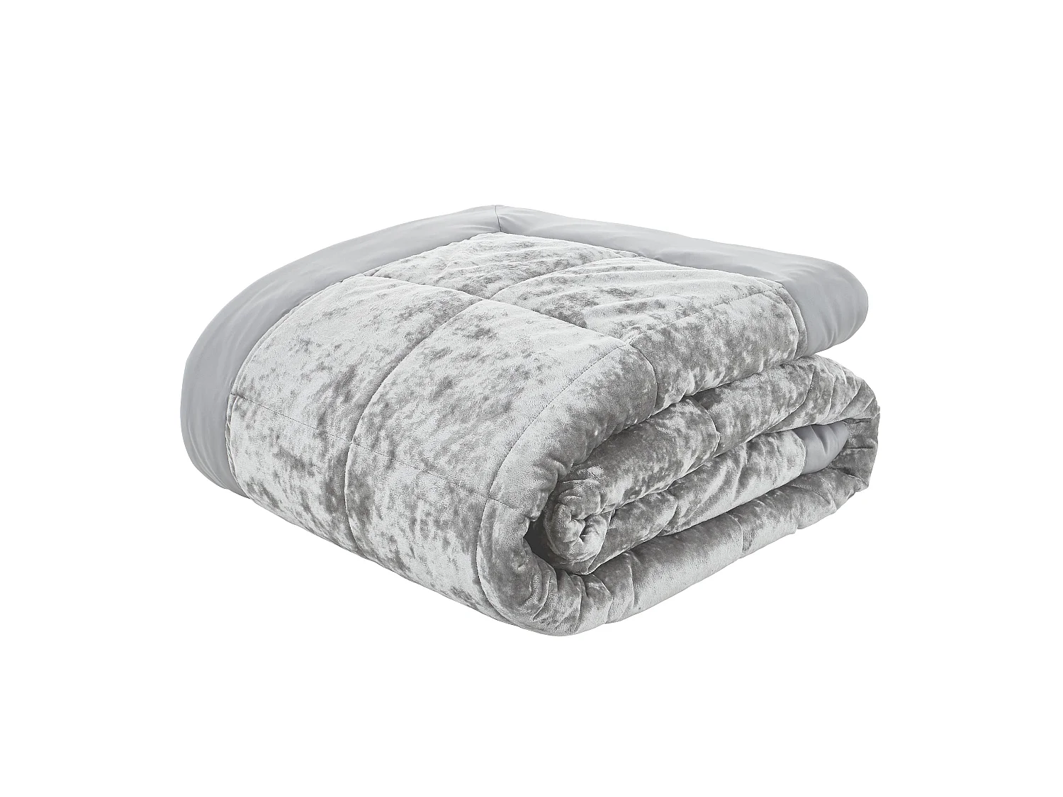 Catherine Lansfield Crushed Velvet Quilted 220x220cm Bedspread Silver Grey