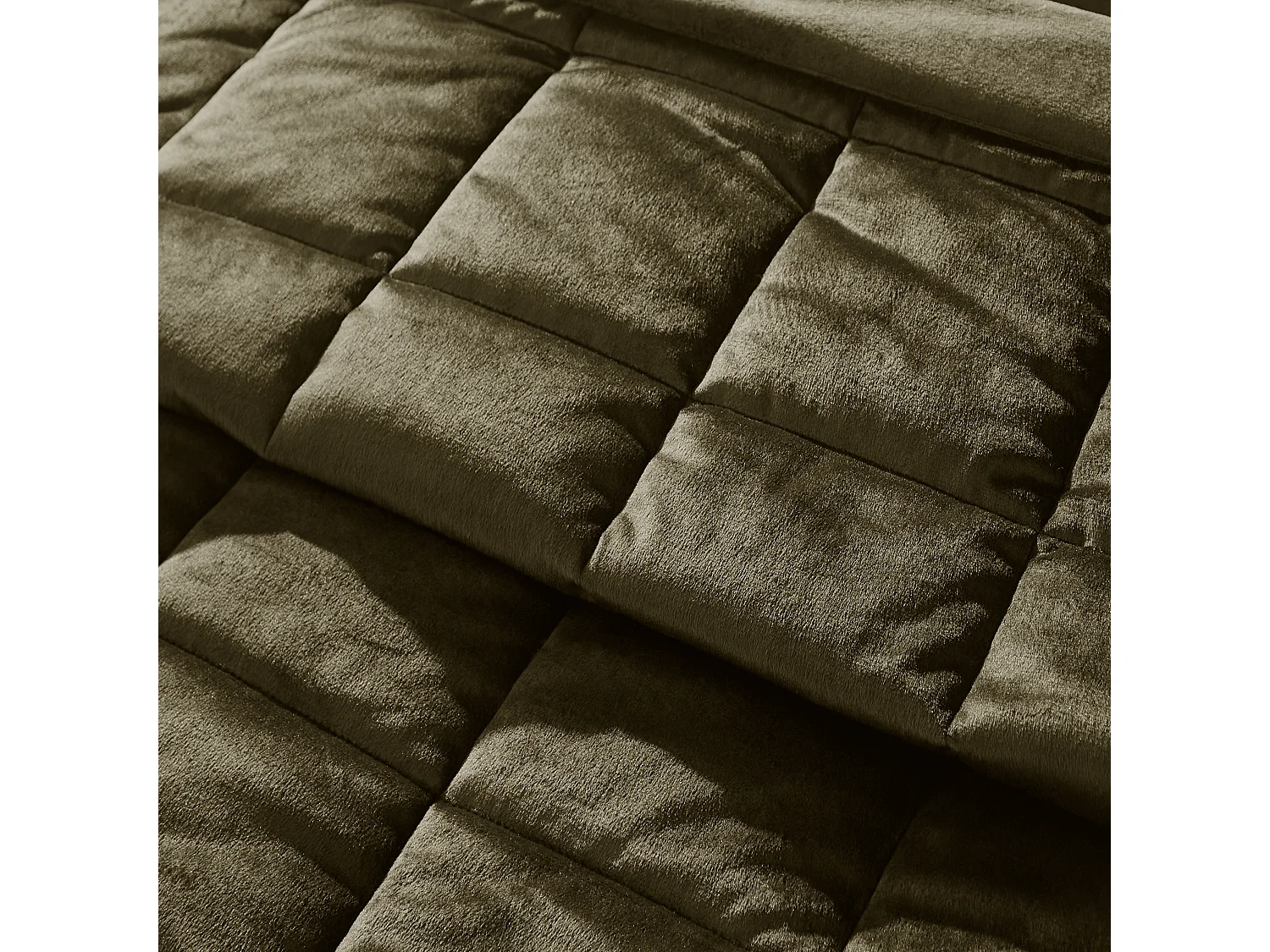 Catherine Lansfield Kingsley Matt Velvet Quilted 220x220cm Bedspread Olive Green