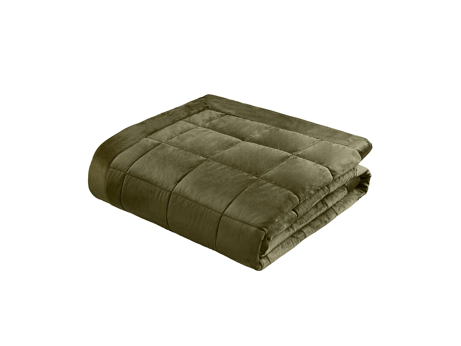 Catherine Lansfield Kingsley Matt Velvet Quilted 220x220cm Bedspread Olive Green