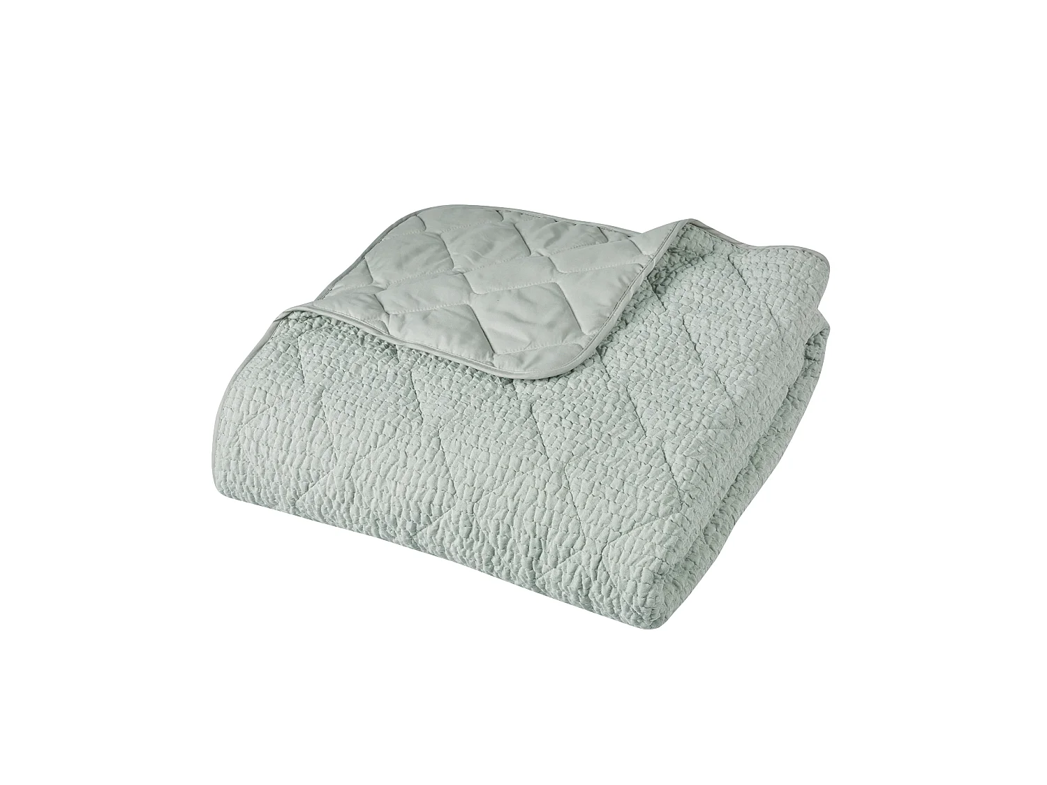 Catherine Lansfield Crinkle Seersucker Texture 220x220cm Bedspread Green