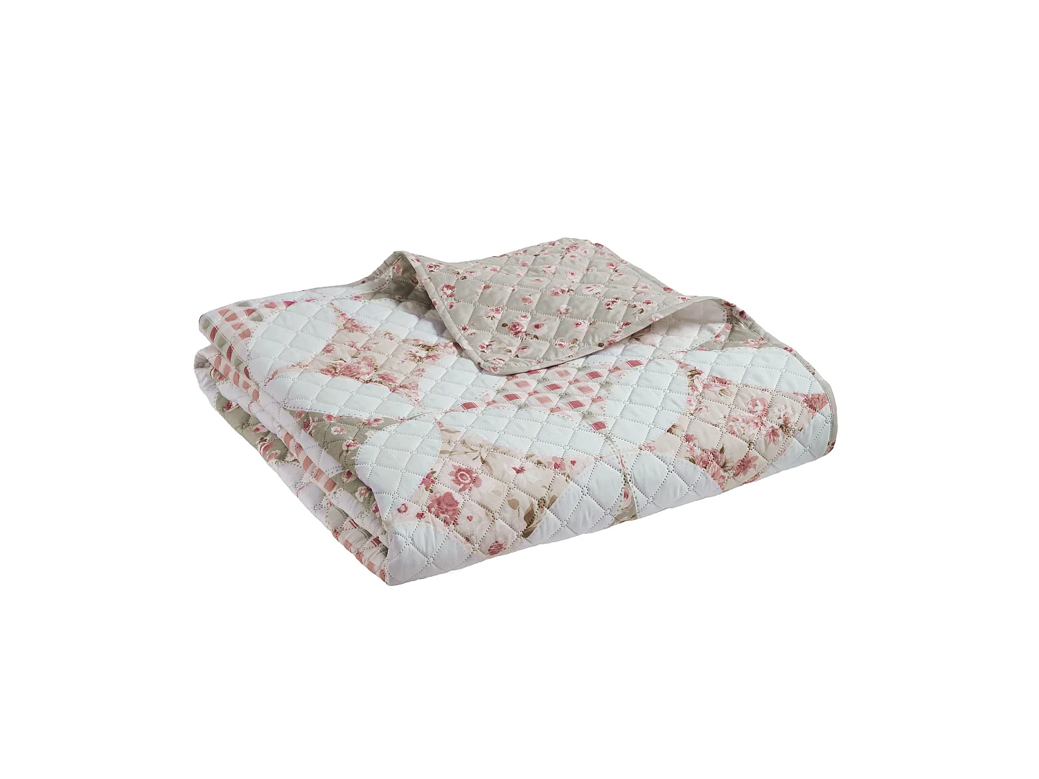 Catherine Lansfield Pinsonic Patchwork Quilted 220x230cm Bedspread Green