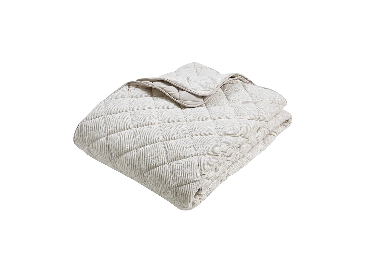 Catherine Lansfield Corded Leaves 240x260cm Quilted Bedspread Champagne Gold