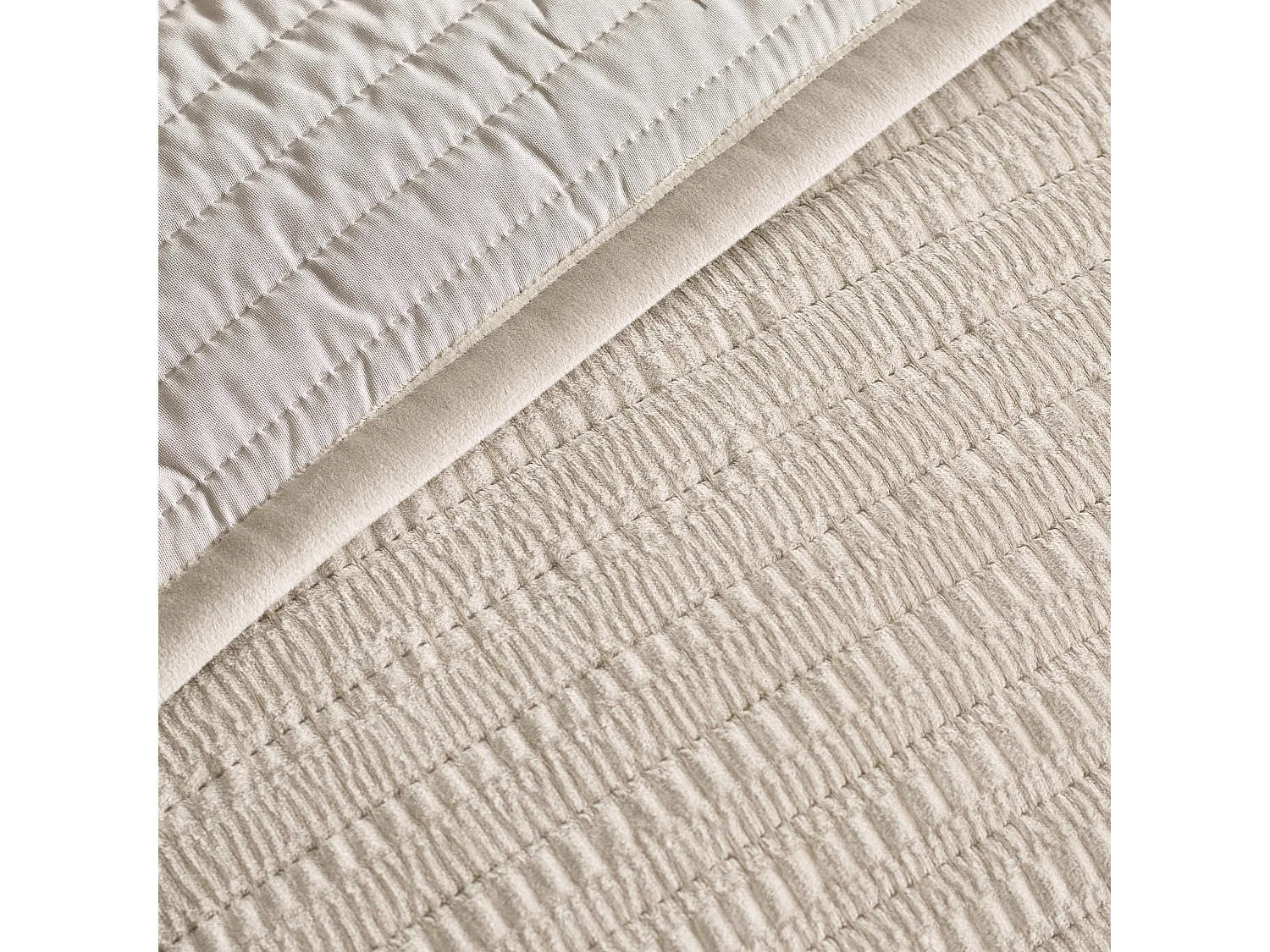 Catherine Lansfield Velvet Pinsonic Quilted 220x220cm Bedspread Natural