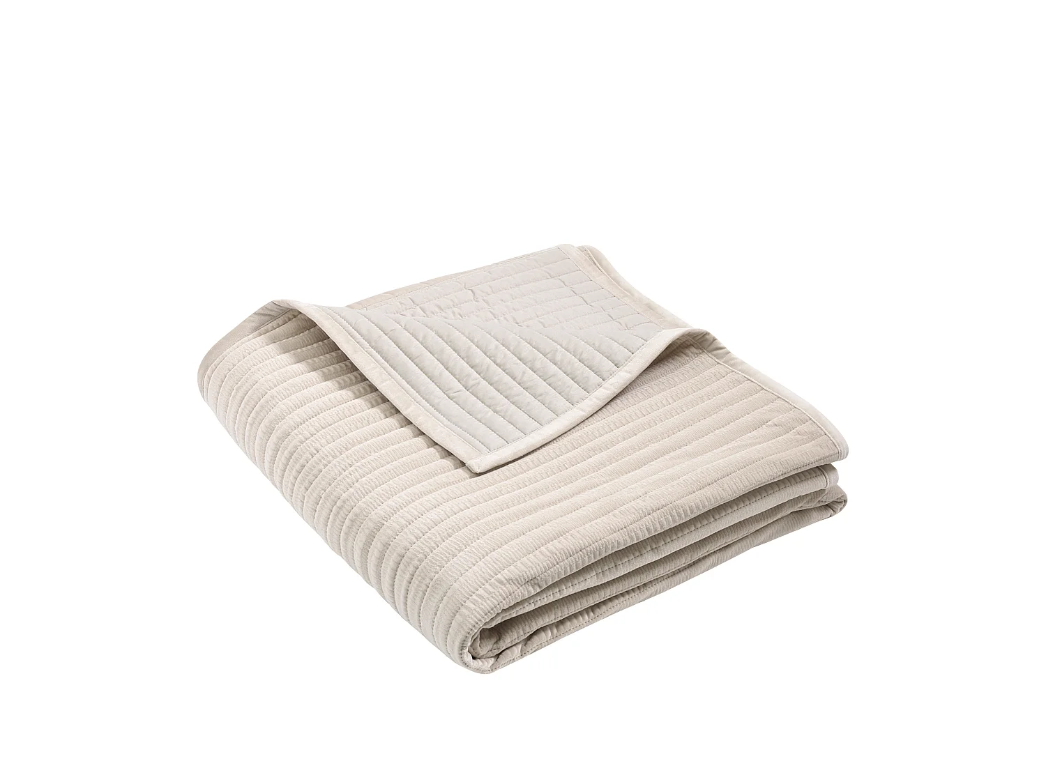 Catherine Lansfield Velvet Pinsonic Quilted 220x220cm Bedspread Natural