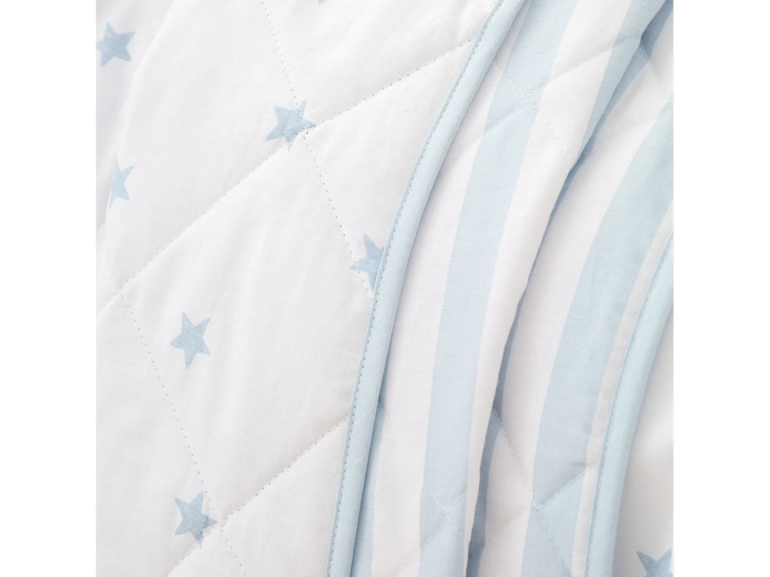 Bianca Fine Linens Mini Star & Stripes Cotton Reversible 200x200cm Bedspread Blue