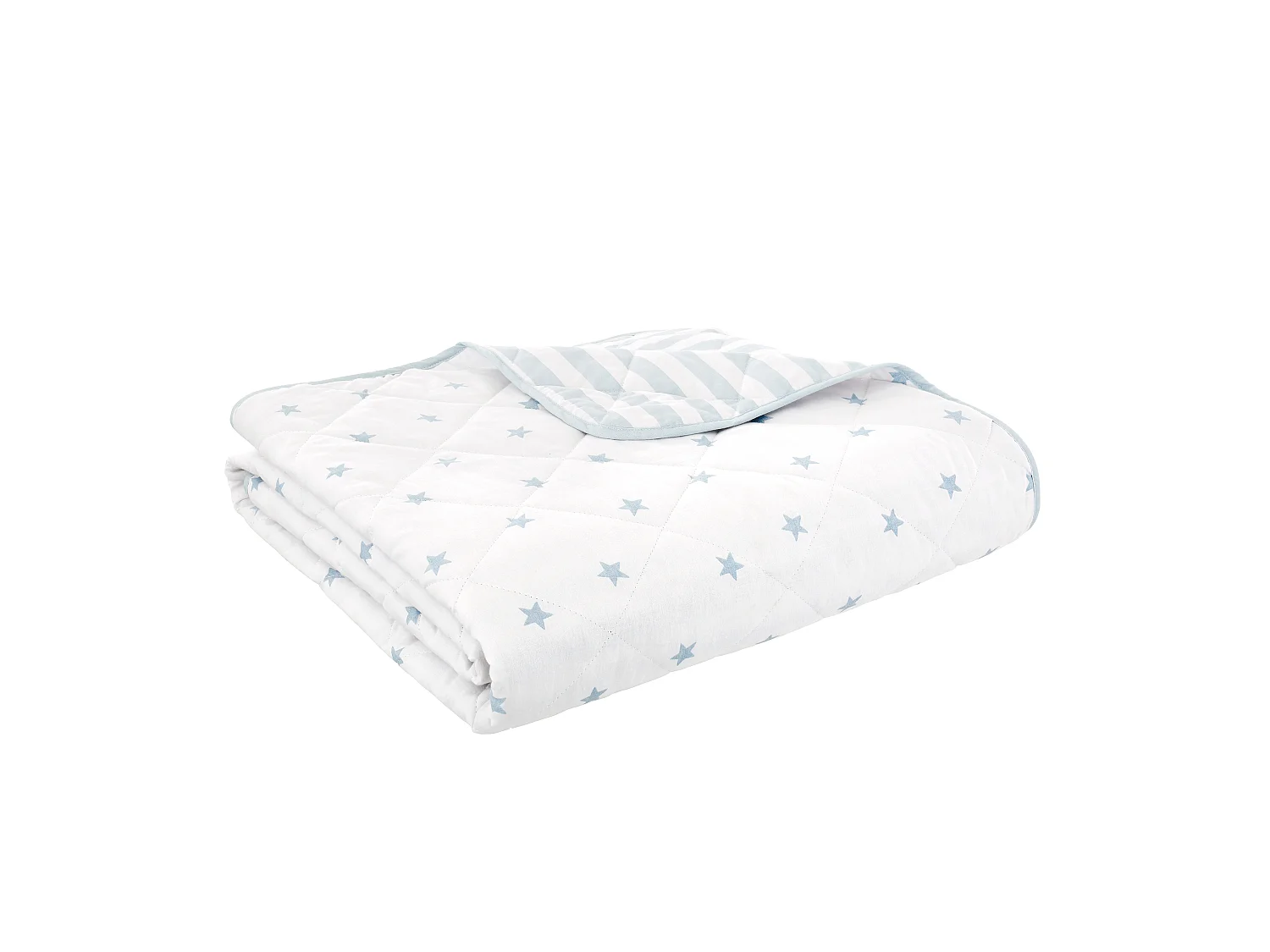 Bianca Fine Linens Mini Star & Stripes Cotton Reversible 200x200cm Bedspread Blue