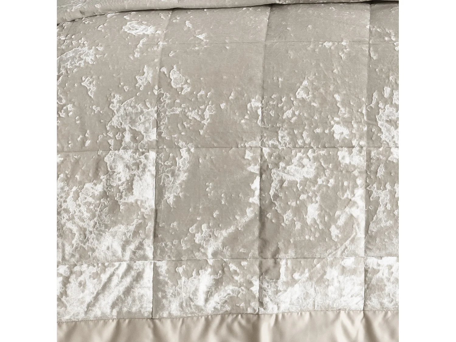 Catherine Lansfield Crushed Velvet Quilted 220x220cm Bedspread Natural