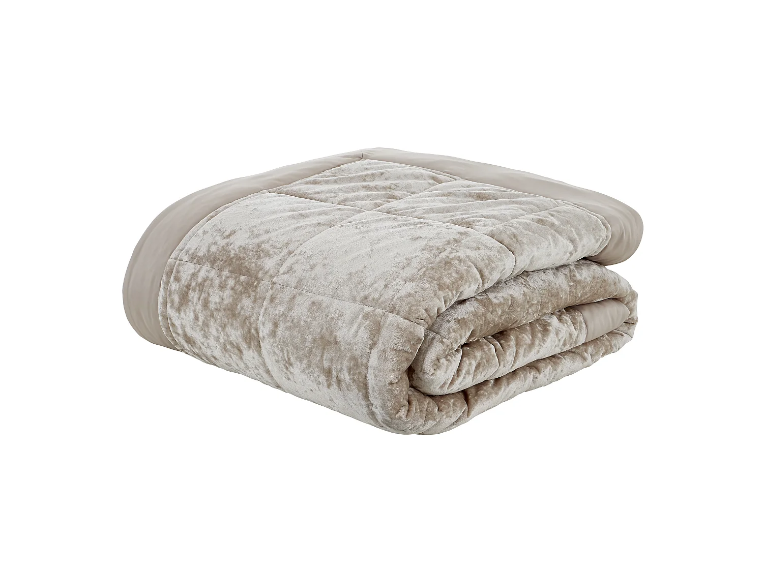 Catherine Lansfield Crushed Velvet Quilted 220x220cm Bedspread Natural