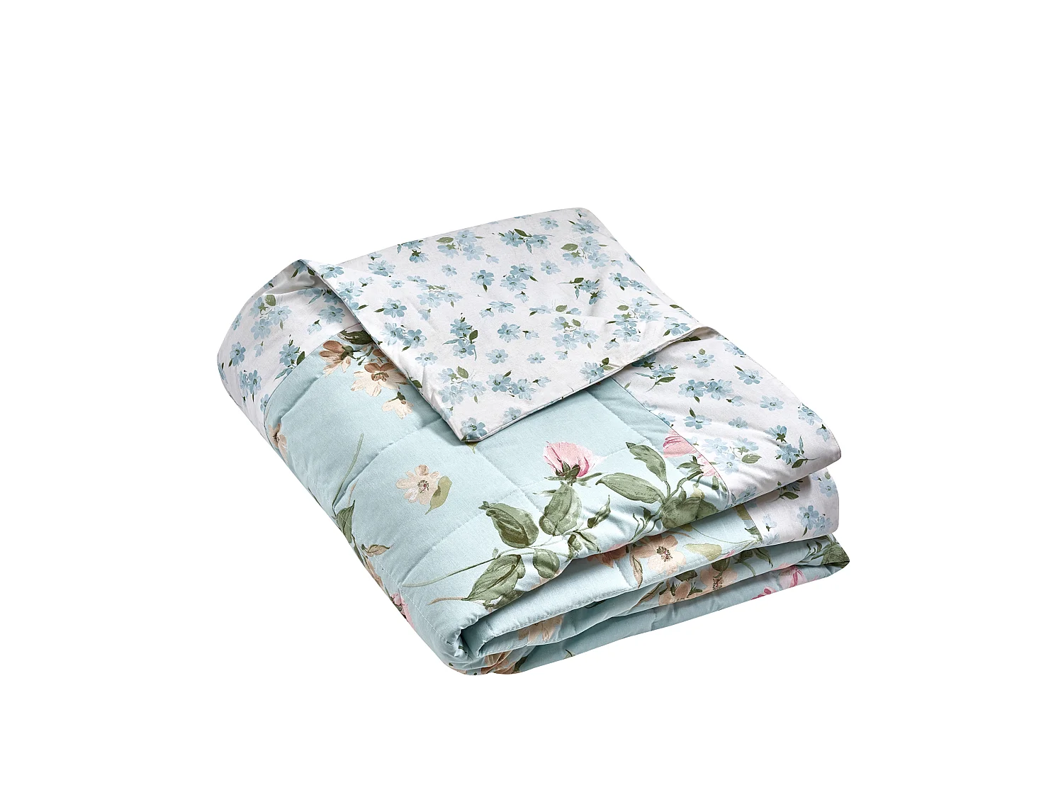 Catherine Lansfield Avebury Floral Reversible Quilted 220x230cm Bedspread Duck Egg Blue