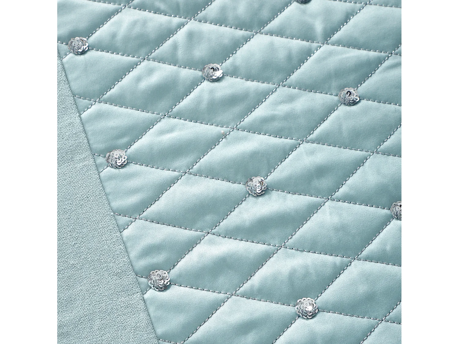 Catherine Lansfield Sequin Cluster Quilted 240x260cm Bedspread Duck Egg Blue