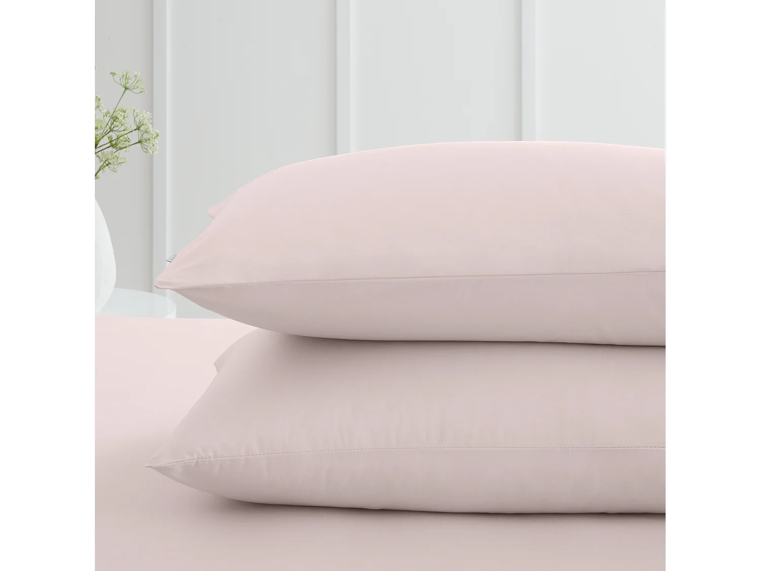 Bianca Fine Linens 200 Thread Count Cotton Percale Standard Pillowcase Pair Blush Pink