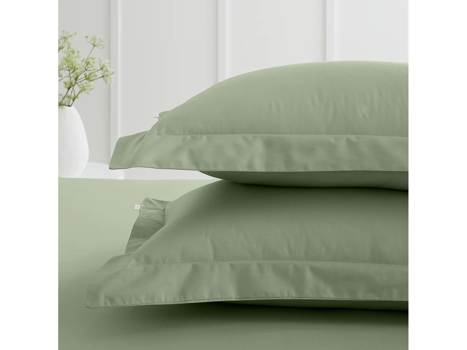 Bianca Fine Linens 200 Thread Count Cotton Percale Oxford Pillowcase Pair Sage Green