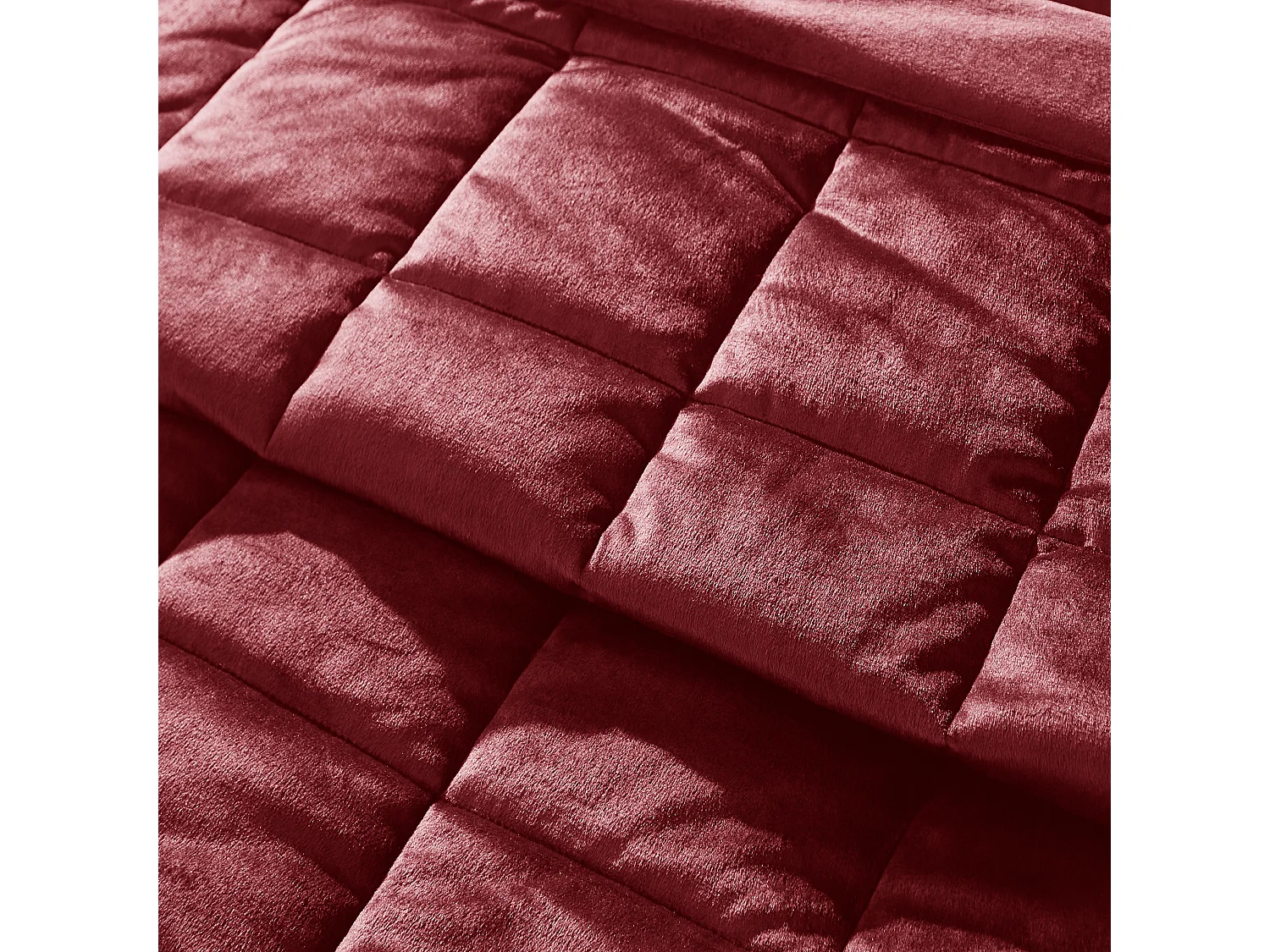 Catherine Lansfield Kingsley Matt Velvet Quilted 220x220cm Bedspread Burgundy