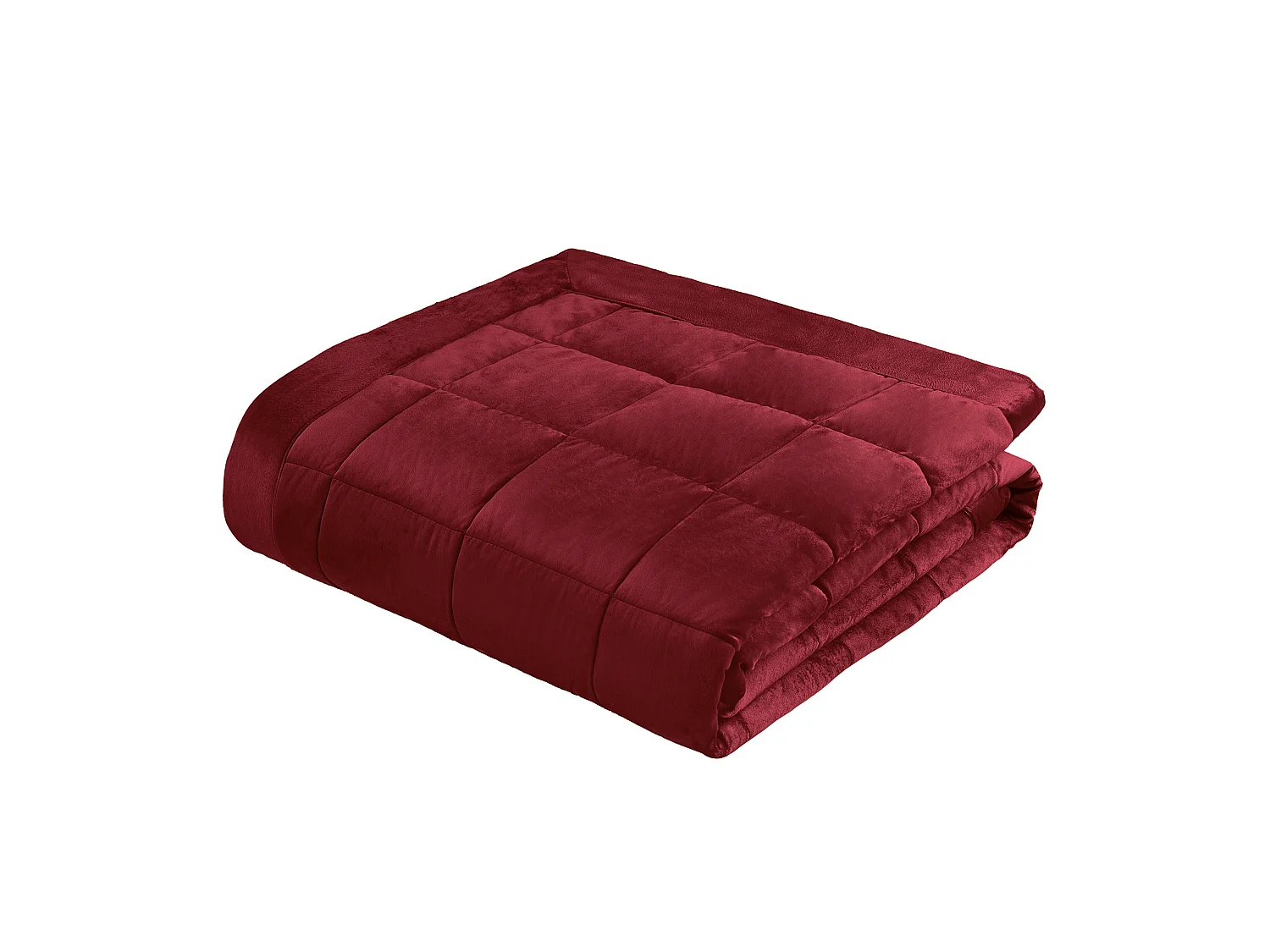 Catherine Lansfield Kingsley Matt Velvet Quilted 220x220cm Bedspread Burgundy